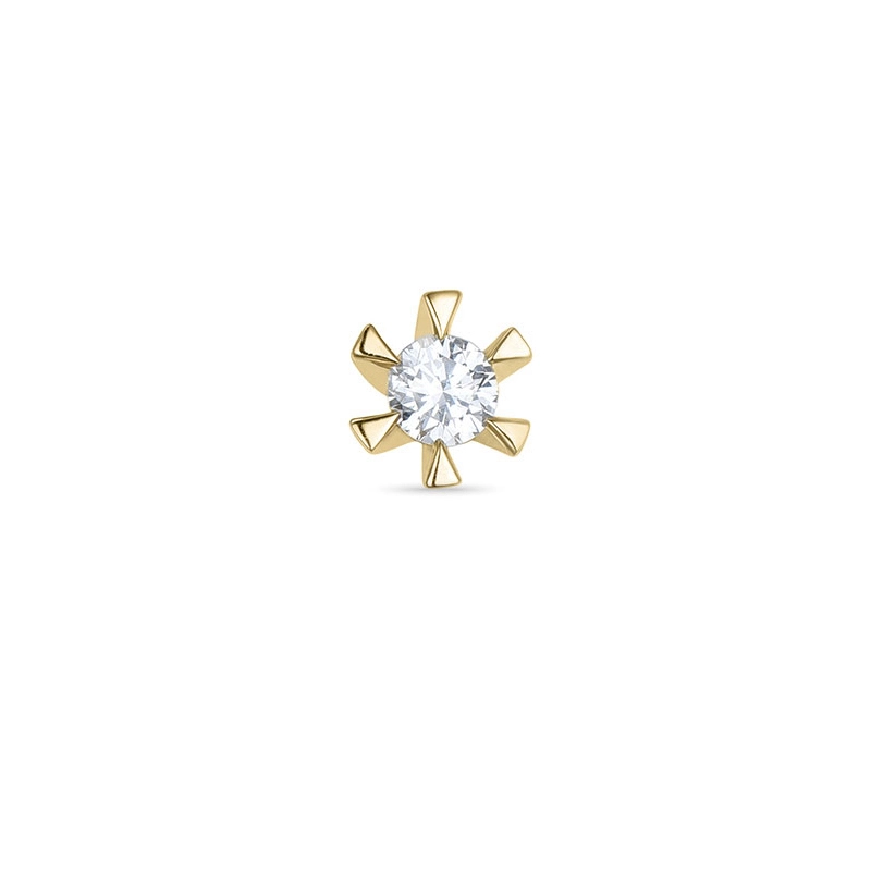 1 x 0,07 ct Diamant Solitärohrstecker in 14 Karat Gold mit Diamant - Ohrringe mit Solitär