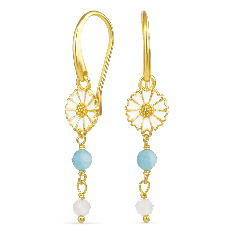 lange Marguerite blauem ketten ohrringe in vergoldetem Sterlingsilber - Marguerite Ohrringe