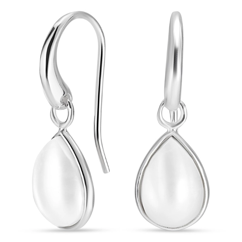 Tropfen weißem Perle Ohrringe in Silber - Loom Stones - Ohrringe