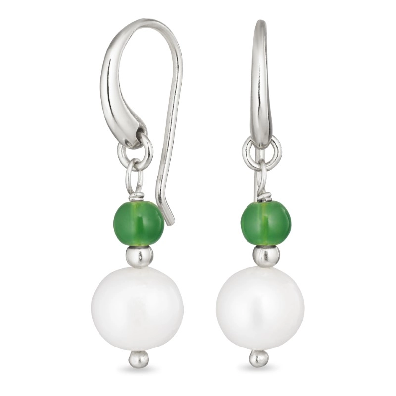 lange grünem Aventurin Ohrringe in Silber - Loom Stones - Perlenschmuck - Schmuckstücke mit Perlen - Schnelle Lieferung