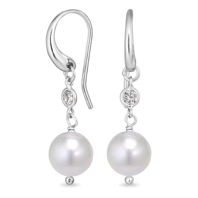 weißem Zirkon Ohrringe in Silber - Perlenschmuck - Schmuckstücke mit Perlen - Schnelle Lieferung