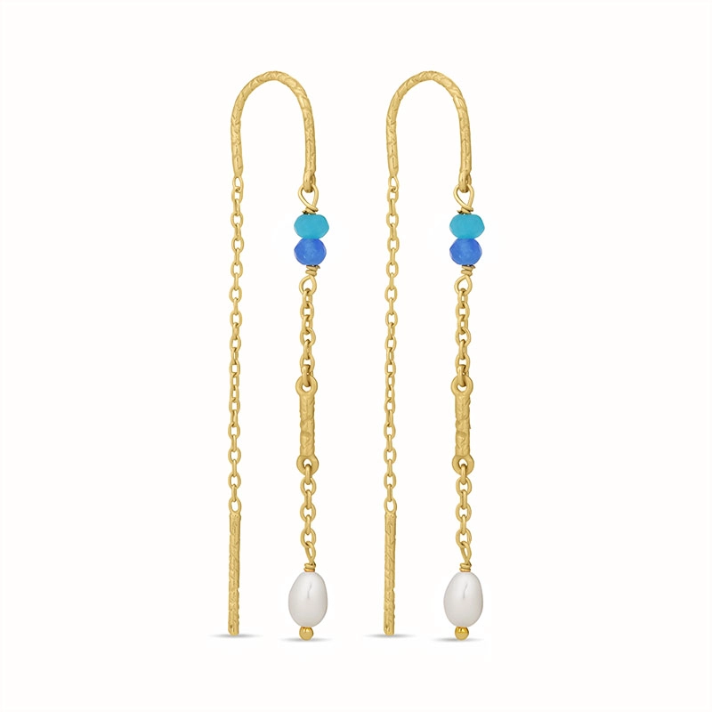 blauem ketten ohrringe in vergoldetem Silber - Loom Stones - Perlenschmuck - Schmuckstücke mit Perlen - Schnelle Lieferung