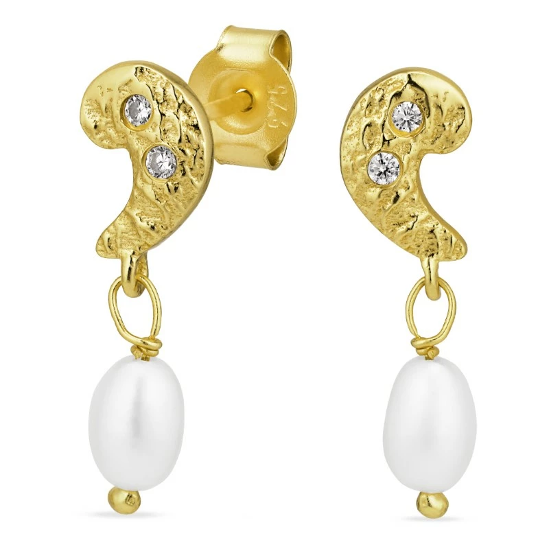 Perle Ohrringe in vergoldetem Silber - Perlenschmuck - Schmuckstücke mit Perlen - Schnelle Lieferung