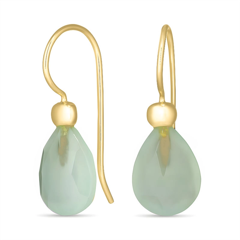 prehnite Ohrringe in vergoldetem Silber - Loom Stones - Grüne Ohrringe - Schöne Ohrringe in Grün - Hohe Qualität