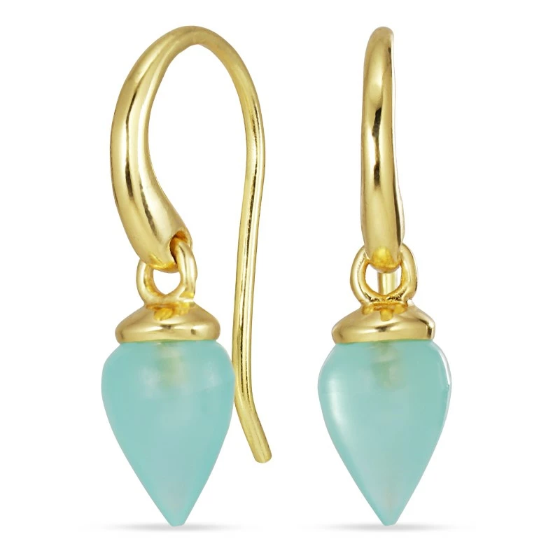 Aqua Bergkristall Ohrringe in vergoldetem Sterlingsilber - Loom Stones - Ohrringe