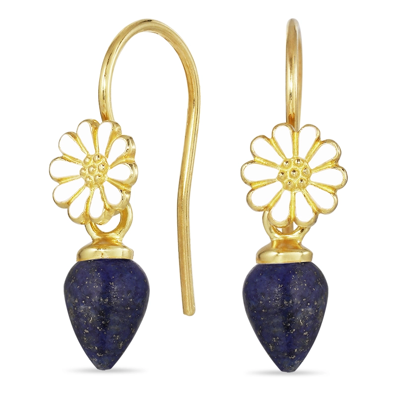 Marguerite Lapis Lazuli Ohrhaken in vergoldetem Silber - Marguerite Ohrringe