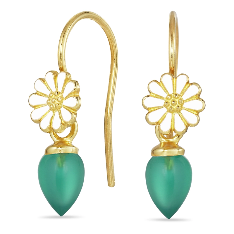 Marguerite Onyxe Ohrhaken in vergoldetem Sterlingsilber - Marguerite Ohrringe