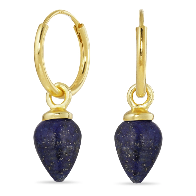 12 mm Lapis Lazuli Kreole in vergoldetem Silber - Blaue Ohrringe - Schöne Ohrringe in Blau für Sie oder andere