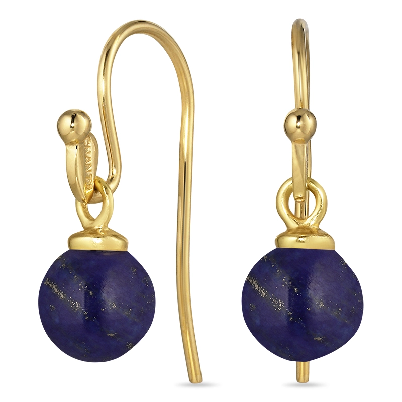 8 mm Lapis Lazuli Ohrhaken in vergoldetem Silber - Rund Ohrringe - Schöne Runder Ohrringe in modernen Designs