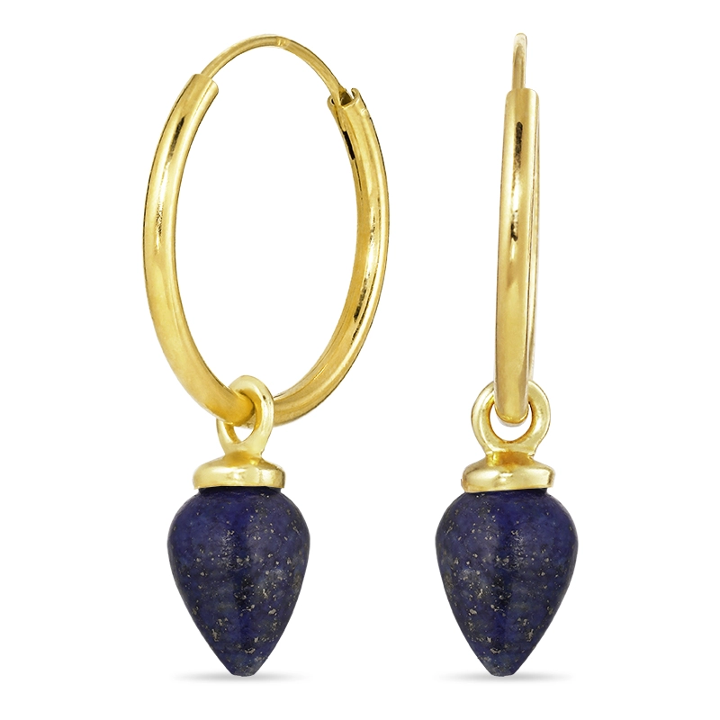 18 mm Lapis Lazuli Kreole in vergoldetem Silber - Blaue Ohrringe - Schöne Ohrringe in Blau für Sie oder andere