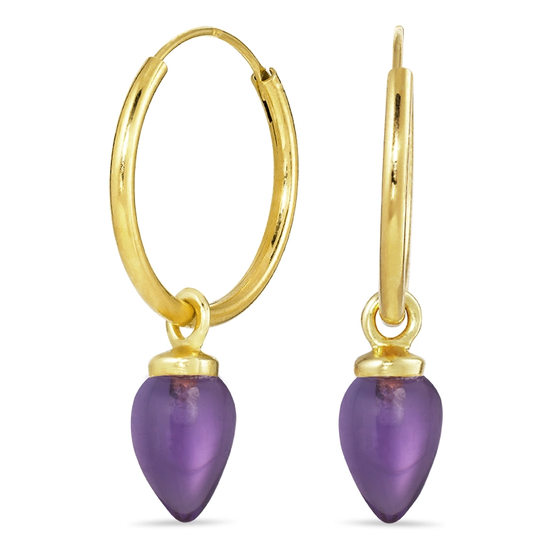 18 mm violettem Bergkristall Kreole in vergoldetem Silber - Lila Ohrringe - Kaufen Sie preiswerte Ohrringe in Lila online
