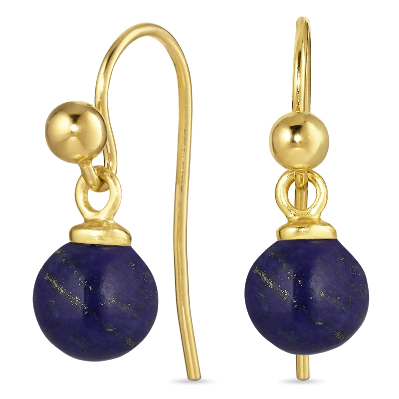 8 mm Lapis Lazuli Ohrhaken in vergoldetem Silber - Kugeln Ohrringe