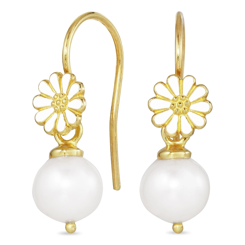 Marguerite Perle Ohrringe in vergoldetem Silber - Ohrringe