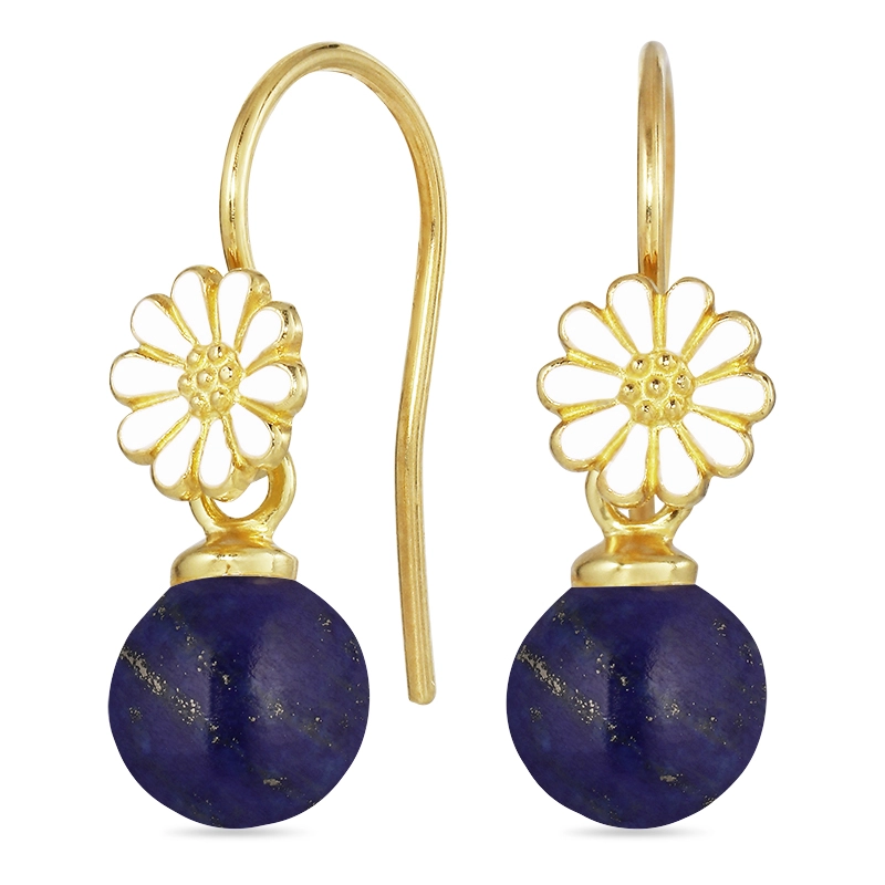 Marguerite Lapis Lazuli Ohrhaken in vergoldetem Sterlingsilber - Marguerite Ohrringe