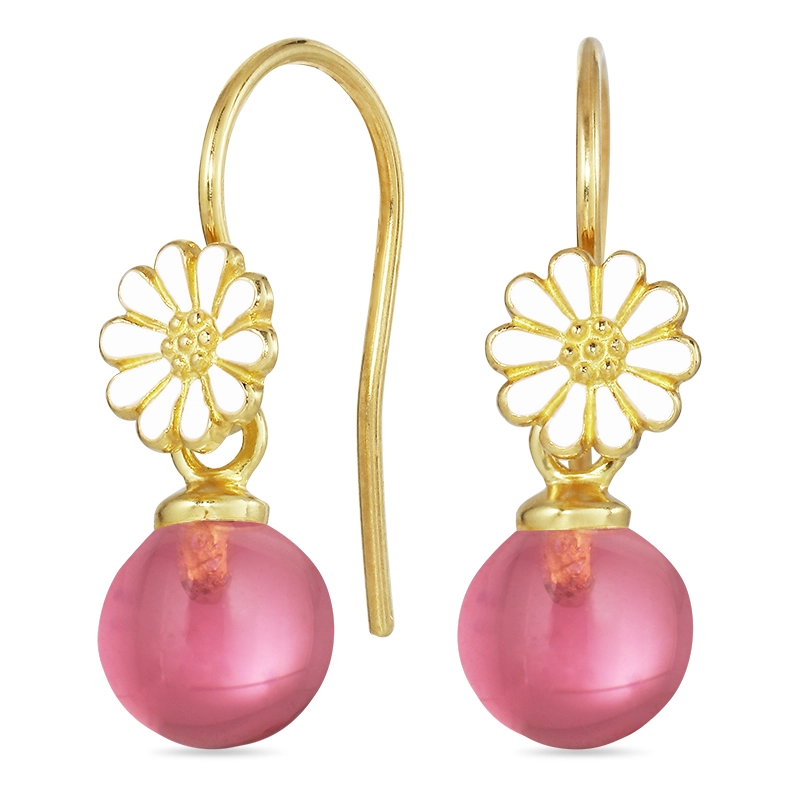 Marguerite pink Bergkristall Ohrhaken in vergoldetem Silber - Marguerite Ohrringe