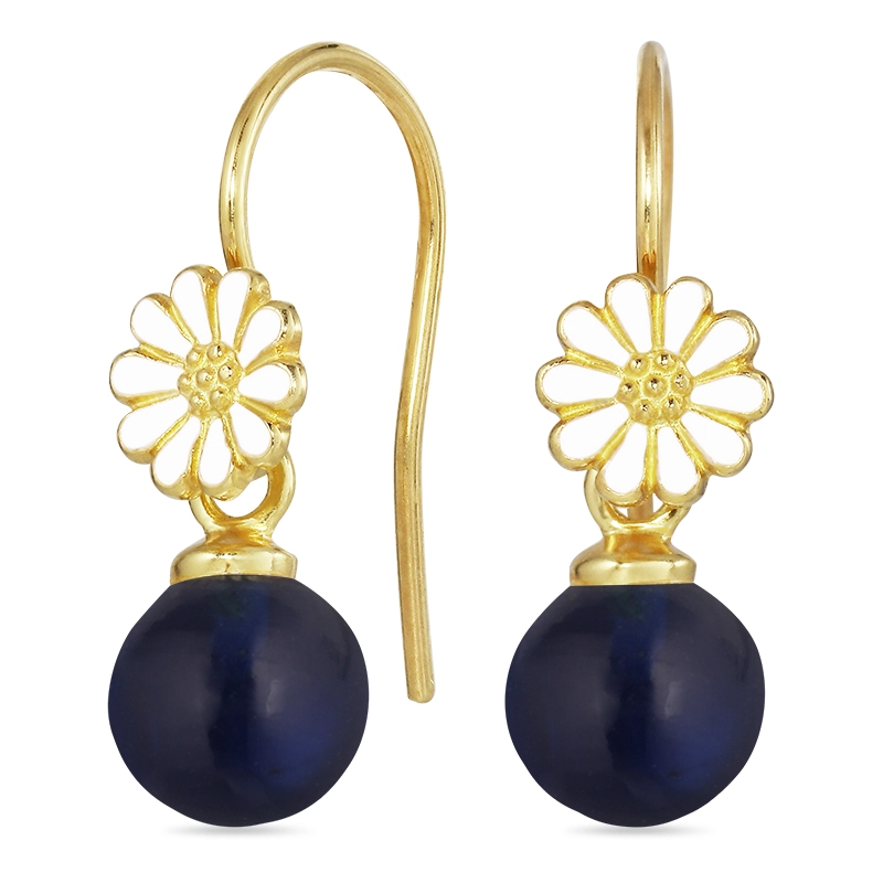 Marguerite synthetisch blauem Saphir Ohrhaken in vergoldetem Silber - Marguerite Ohrringe