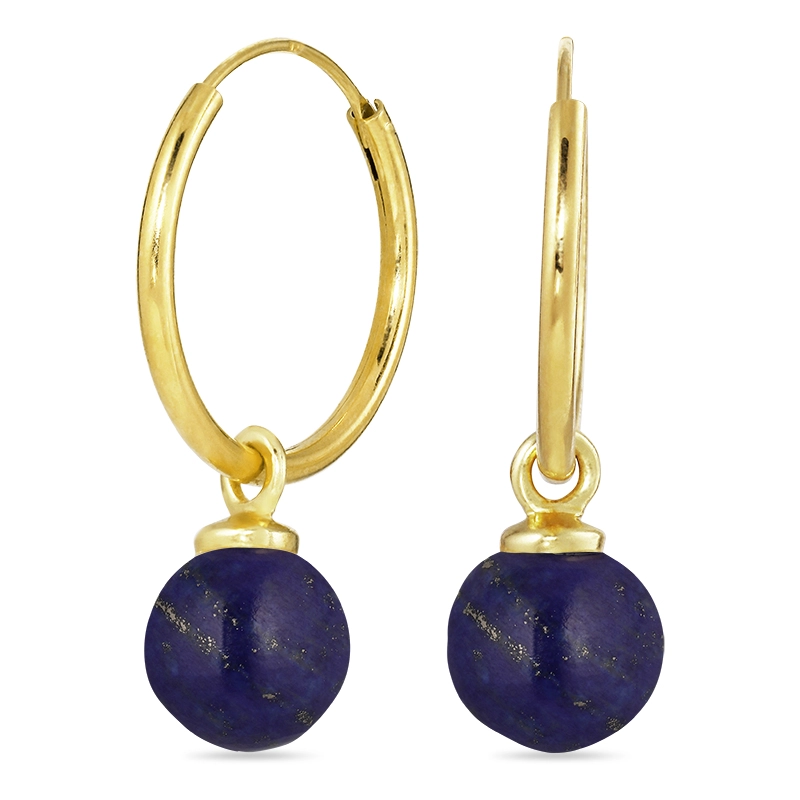 18 mm Lapis Lazuli Kreole in vergoldetem Silber - Rund Ohrringe - Schöne Runder Ohrringe in modernen Designs