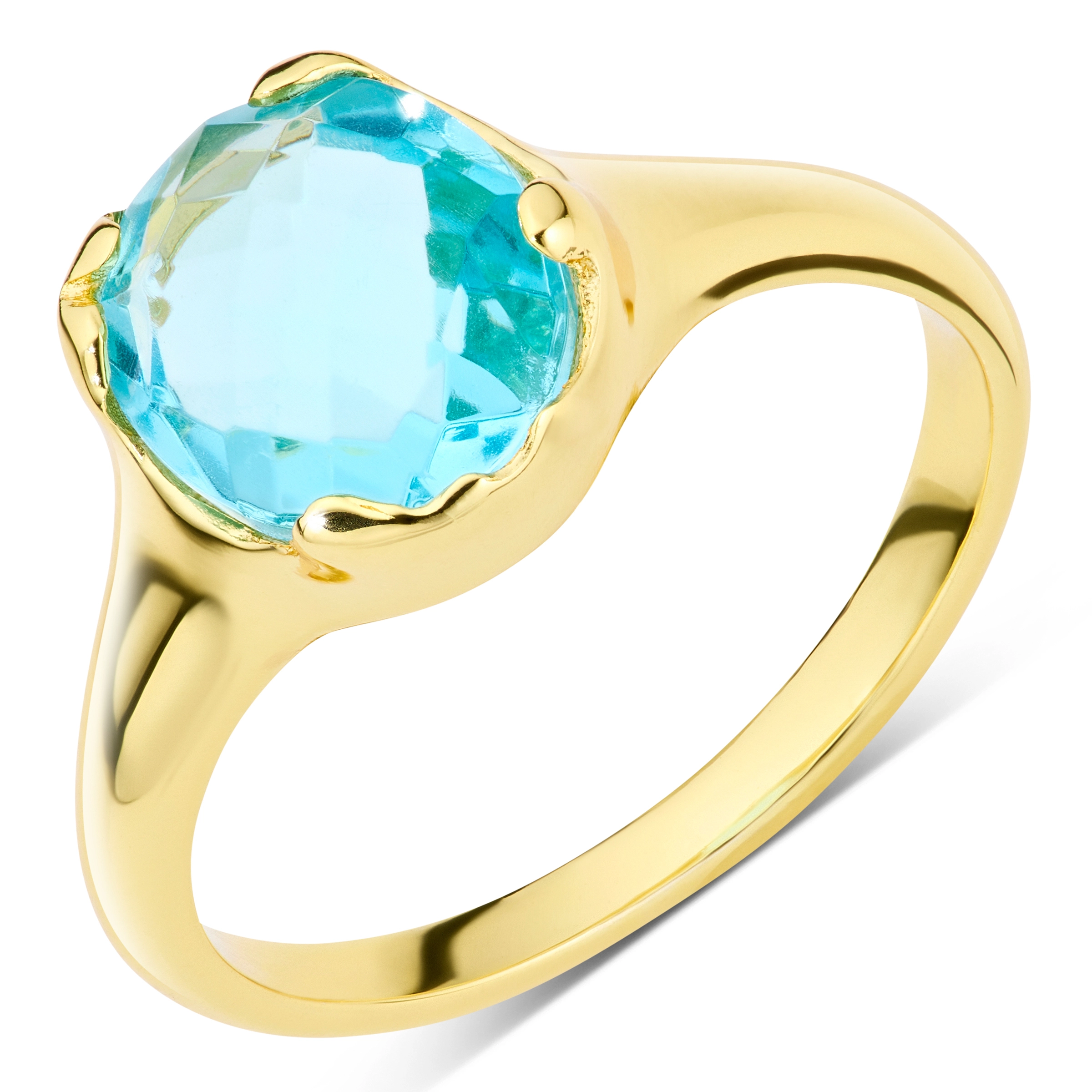 blauem Bergkristall Ring aus vergoldetes Messing - Eliné - Schmuck - Günstige Schmuck online kaufen hier auf Chanti
