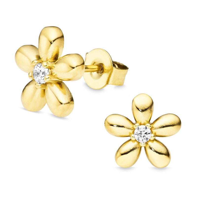 Wasserfester Blumen Zirkon Ohrringe in vergoldetem Stahl - OCEANA - Schmuck - Günstige Schmuck online kaufen hier auf Chanti