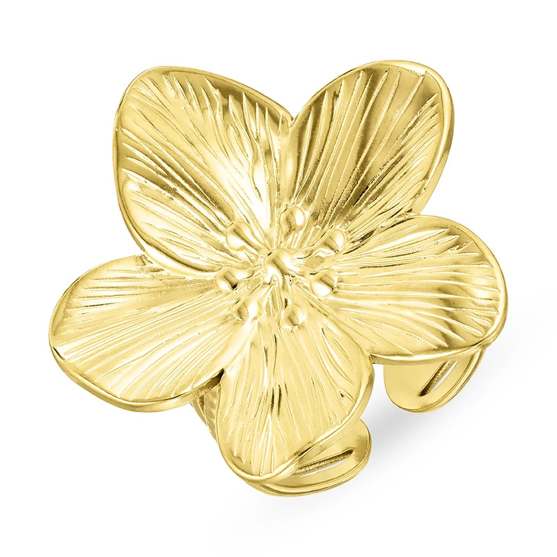 Wasserfest Blumen justierbar Ring aus vergoldetem Stahl - OCEANA - Blumenringe - Schöne Ringe mit Blumen - Bestellen Sie hier