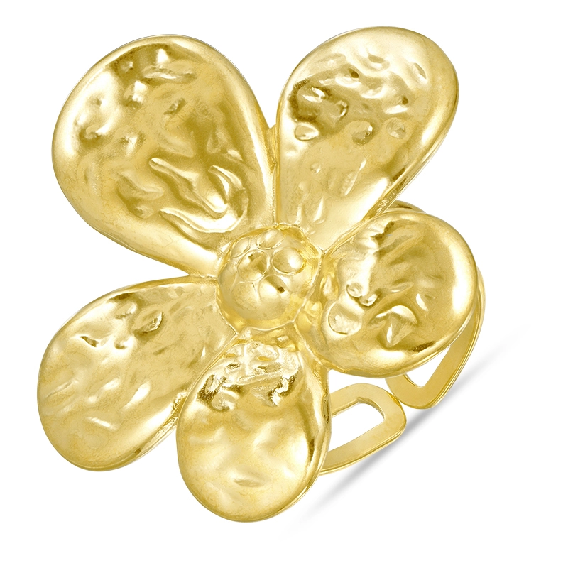 Wasserfest Blumen justierbar Ring aus vergoldetem Edelstahl - OCEANA - Schmuck mit Formen