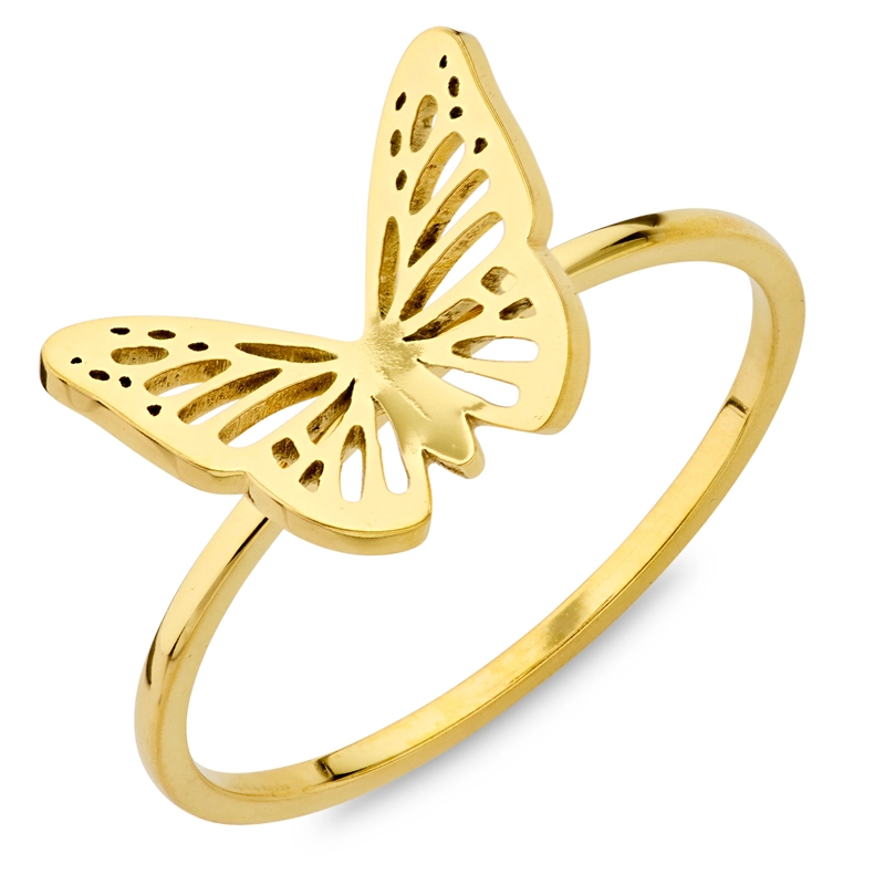 Wasserfest Schmetterling Ring aus vergoldetem Edelstahl - OCEANA - Schöne Schmetterling Schmuck - Sparen Sie bis zu 25 - 70 %
