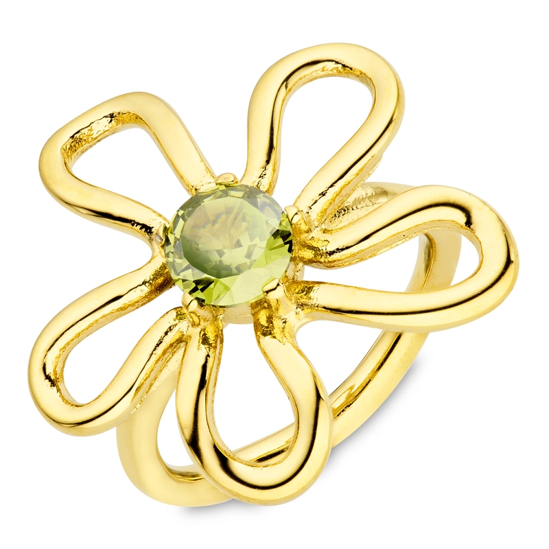 Wasserfest Blumen grünem Ring aus vergoldetem Edelstahl - OCEANA - Schmuck mit Formen