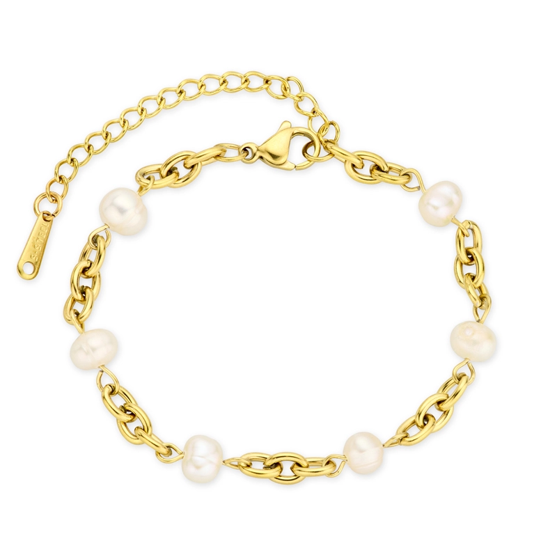 Wasserfest Perle Armband aus vergoldetem Stahl - OCEANA - Weiße Armbänder - Schöne Armbänder in Weiß online kaufen