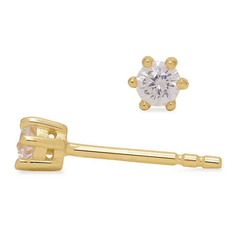 3-3,5 mm Zirkon Ohrstecker in vergoldetem Silber - Rund Ohrringe - Schöne Runder Ohrringe in modernen Designs