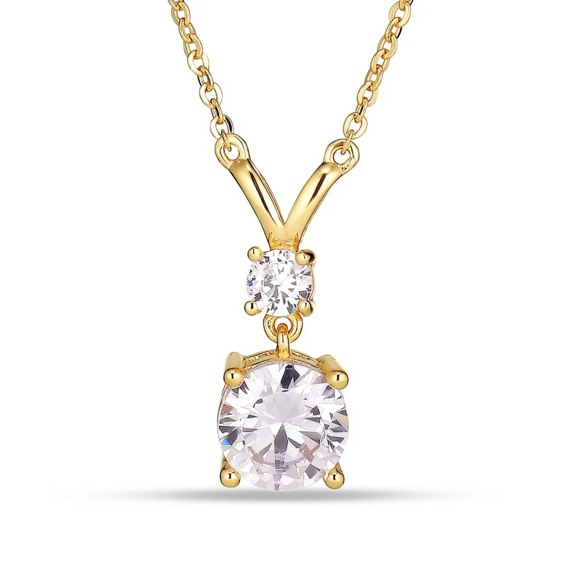 Zirkon Halskette aus vergoldetem Sterlingsilber - Zirkonia Ketten - Kaufen eine schöne Zirkon Kette hier bei Chanti