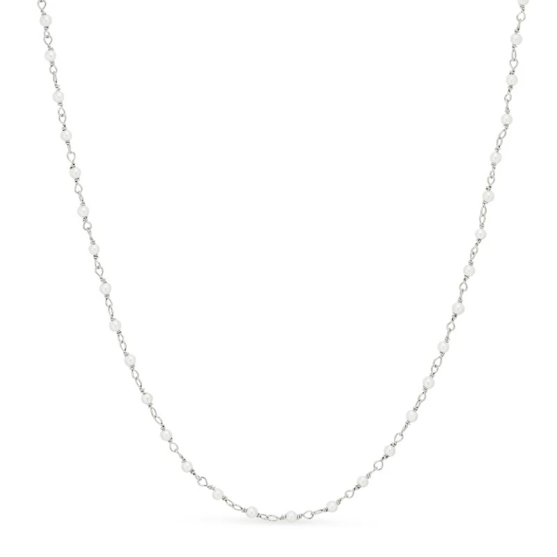runder weißem Perle Halskette aus Silber 40 cm + 5 cm x 2,7 mm - Silberketten
