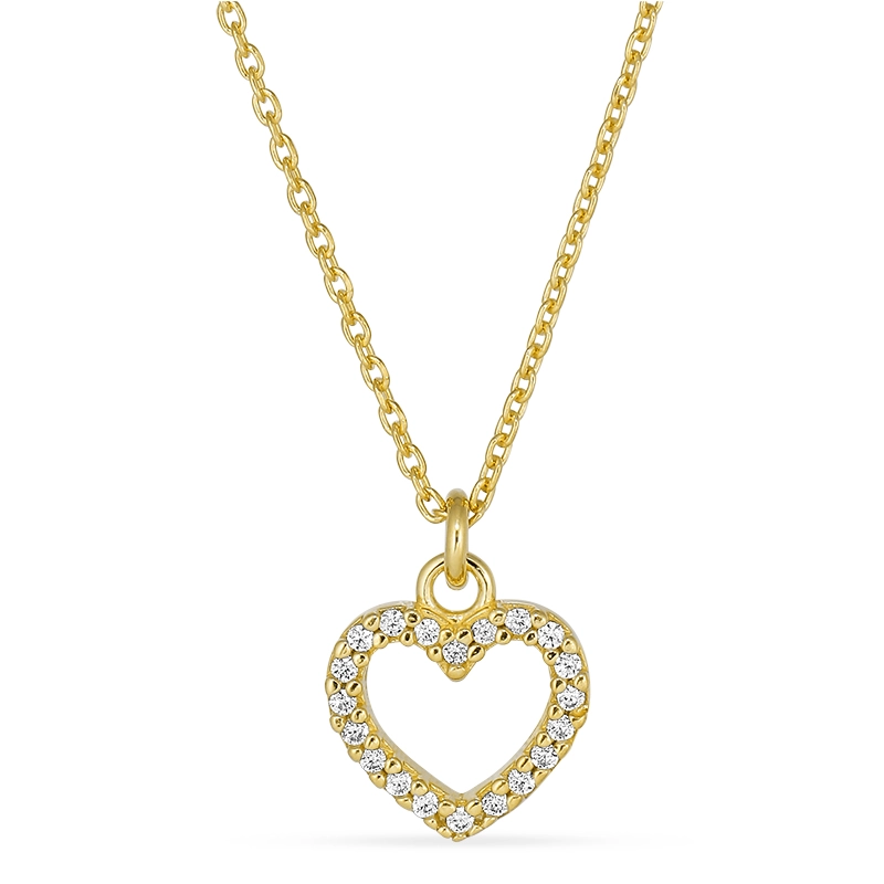 Herz Halskette aus vergoldetem Sterlingsilber - Herzkette - Schöne Herzketten können Sie hier bestellen