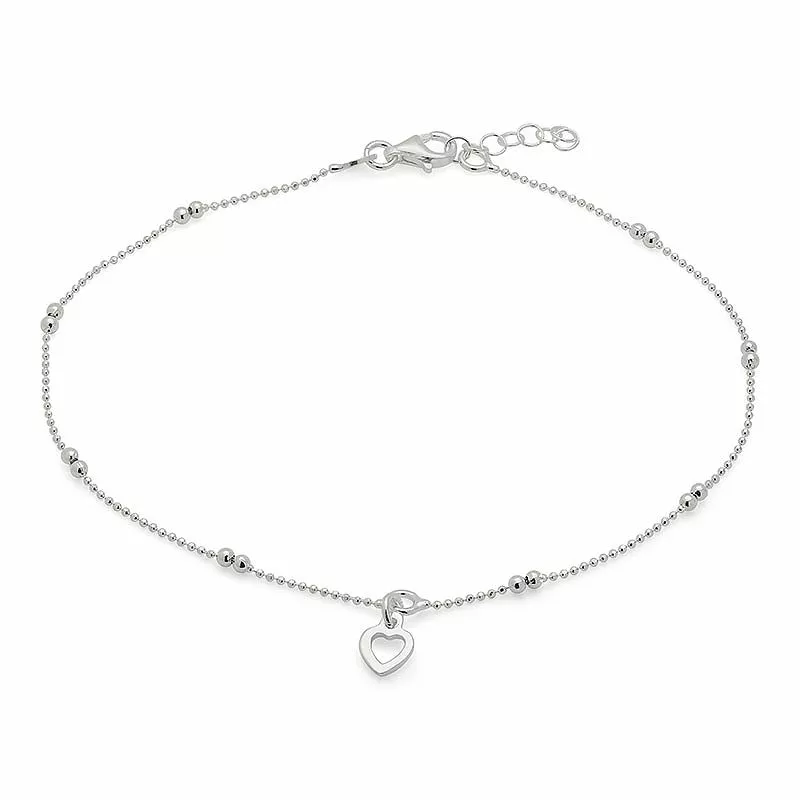 Einfacher Herz Fußkette aus Silber - Fußketten aus Silber - Moderne Silber Fußketten für Damen