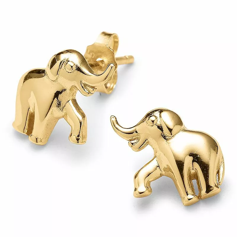 Elefant Ohrstecker in vergoldetem Sterlingsilber - Ohrringe mit Elefant - Schöne Elefantenohrringe - Hier bestellen