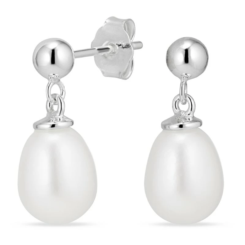 Perle ketten ohrringe in Silber - Formen Lange Ohrringe
