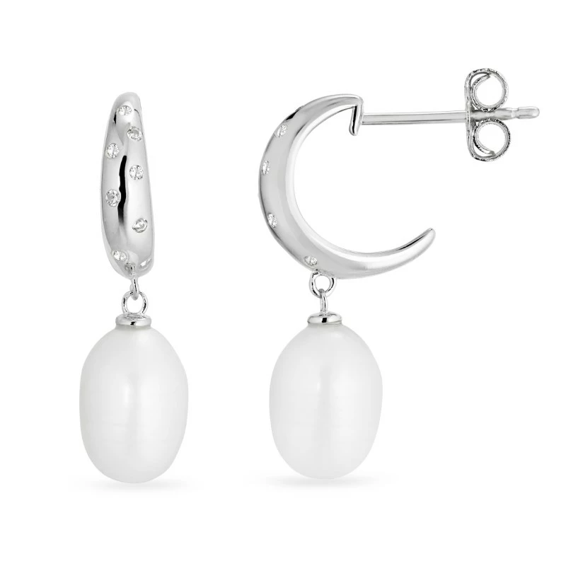 Perle Halbkreolen in vergoldetem Silber - Naturperlen