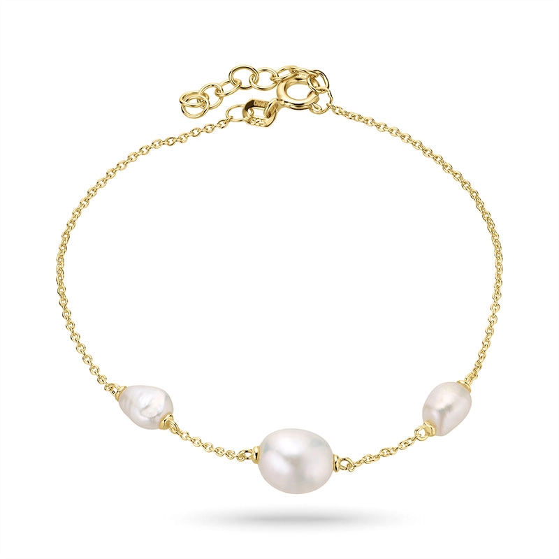 Perle Armband aus vergoldetem Sterlingsilber x 8-9 mm - Naturperlen