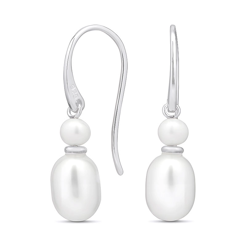 7-7,5 mm Perle Ohrringe in Silber - Naturperlen