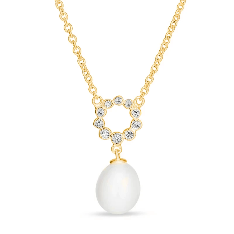 Perle Halskette aus vergoldetem Sterlingsilber und Anhänger aus vergoldetem Sterlingsilber - Perlenschmuck - Schmuckstücke mit Perlen - Schnelle 
