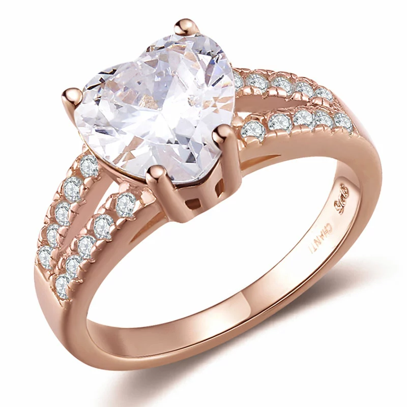 Herz Ring aus rosa beschichtetem Silber - Herz Ringe - Kaufen Sie einen schönen Herzring online