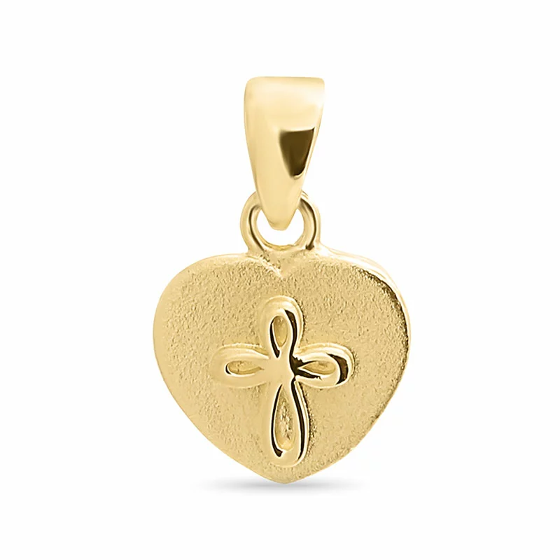 Herz Kreuz Anhänger aus vergoldetem Sterlingsilber - Herzanhänger - Schöne Herz Anhänger in elegantem Design