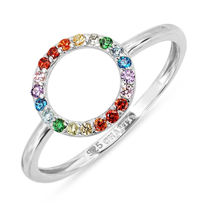 mehrfarbigem Zirkon Ring aus Silber - Rund Ring - Finden Sie Runder Ringe in schöne formen