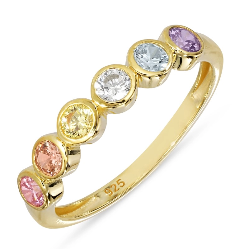 mehrfarbigem Zirkon Ring aus vergoldetem Sterlingsilber - Bubbly Twist - Zirkonia Ring - Finden Sie stilvollen Zirkon Ringe hier