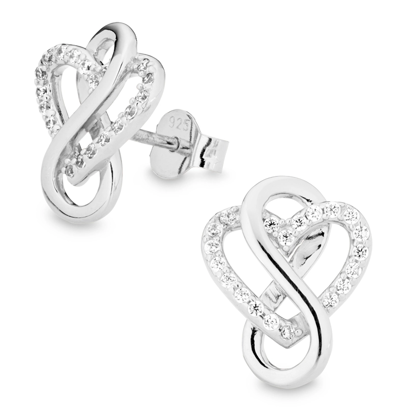 infinity Zirkon Ohrringe in Silber - Infinity Ohrringe