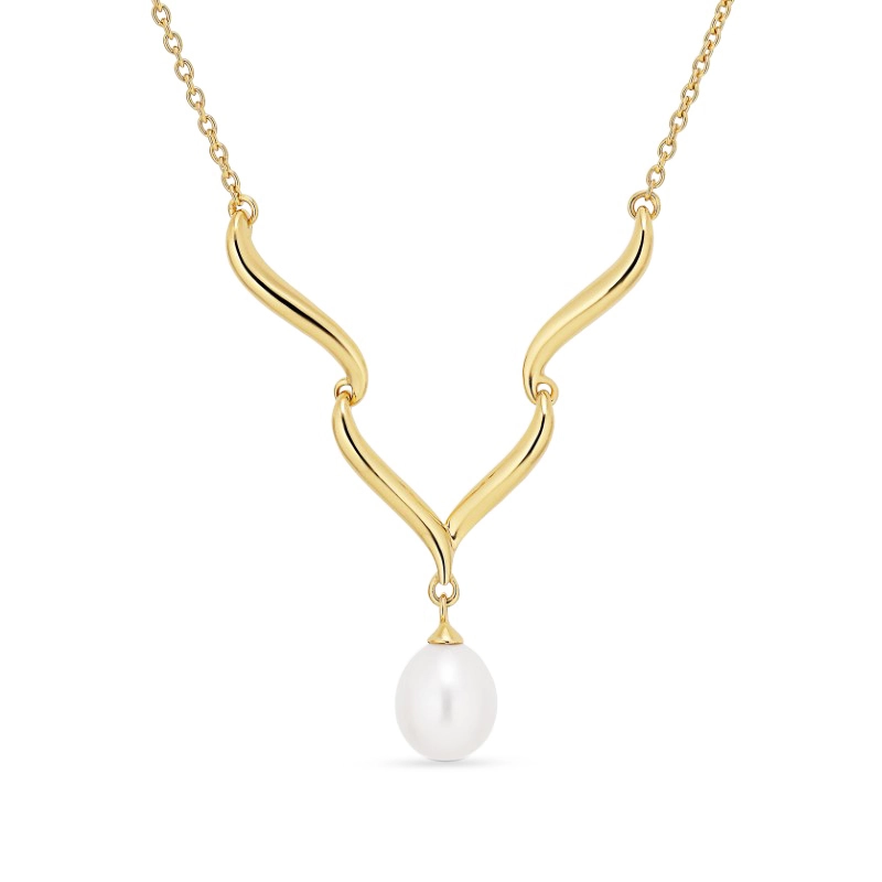 Perle Halskette aus vergoldetem Sterlingsilber - Perlenschmuck - Schmuckstücke mit Perlen - Schnelle Lieferung