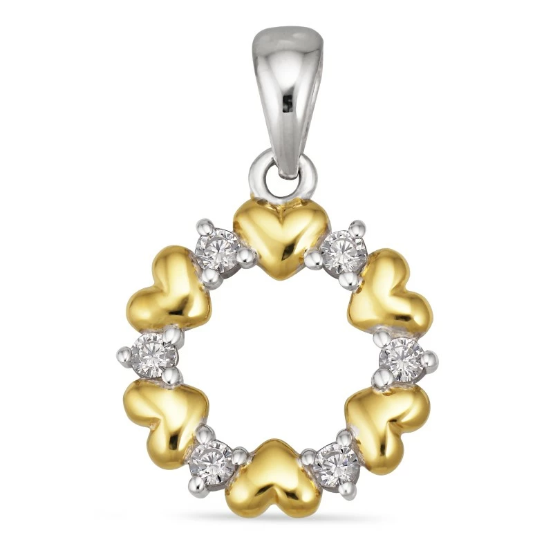 Herz Zirkon Anhänger aus vergoldetem Sterlingsilber - Herzanhänger - Schöne Herz Anhänger in elegantem Design