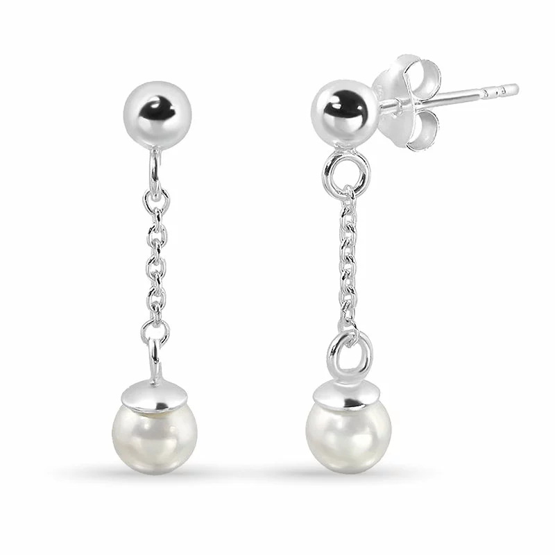 lange Perle ketten ohrringe in Silber - Formen Lange Ohrringe