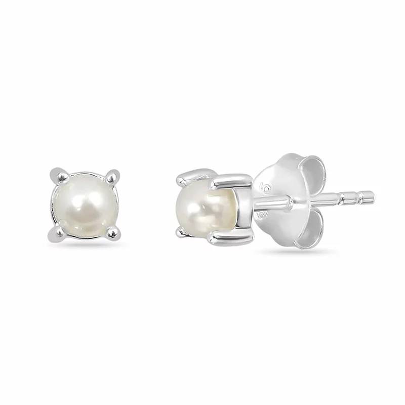 4 mm Perle Ohrstecker in Silber - Weiße Ohrringe - Bestellen Sie online Ohrringe in Weiß
