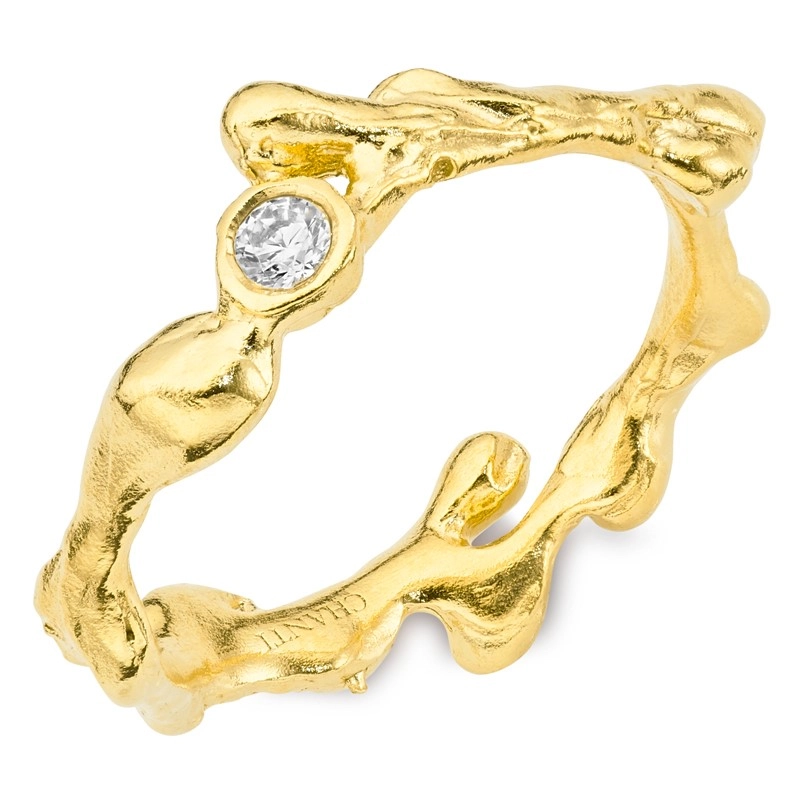 Zirkon Ring aus vergoldetem Sterlingsilber - Schmuck - Günstige Schmuck online kaufen hier auf Chanti