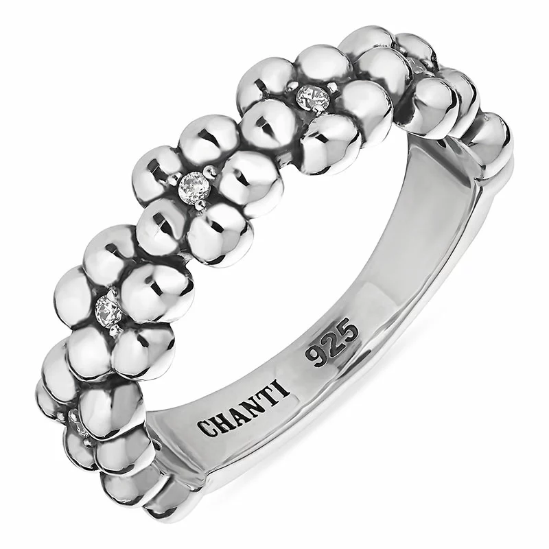 Blumen Ring aus rhodiniertem Silber - Blumenringe - Schöne Ringe mit Blumen - Bestellen Sie hier